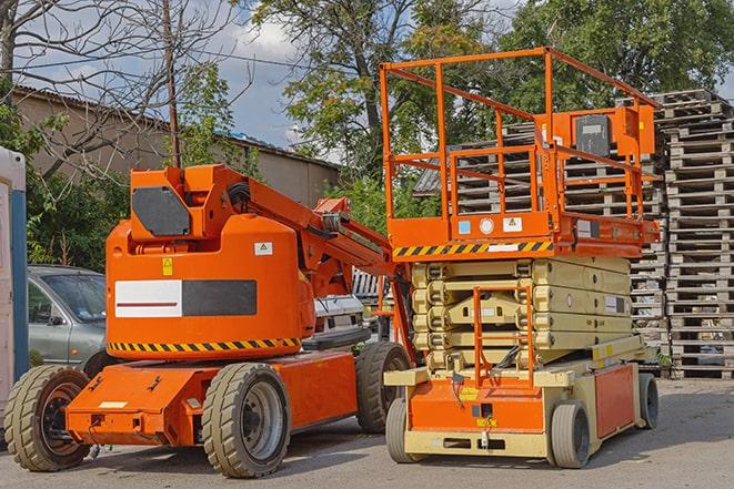 industrial forklift in use at a fully-stocked warehouse in Fruitland